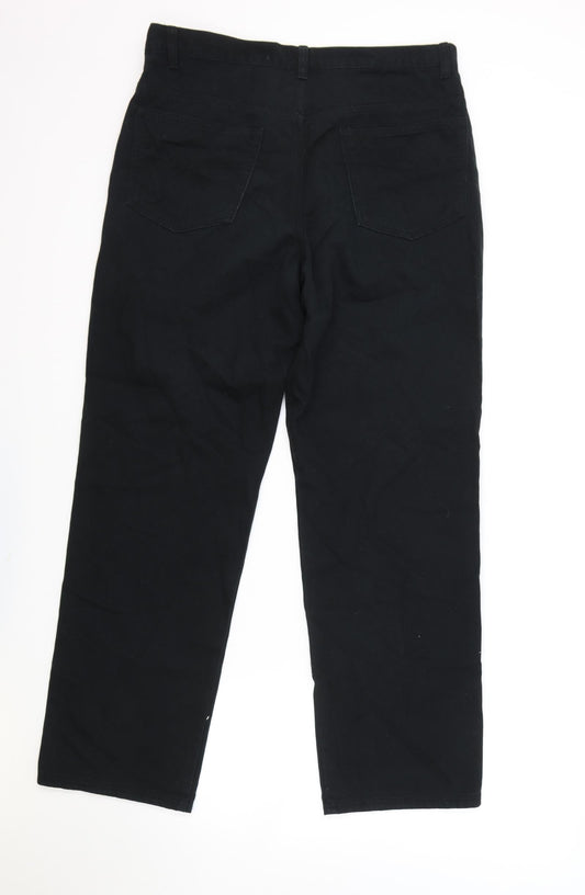 Easy Womens Black Cotton Straight Jeans Size 34 in L31 in Regular Zip