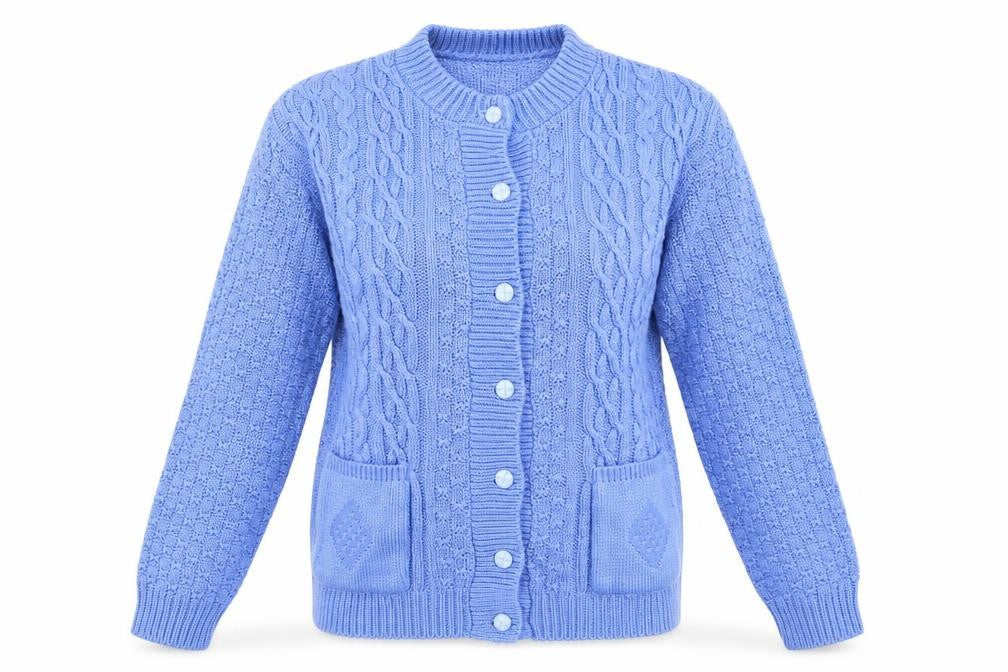 Insight Womens Blue Mock Neck Paisley Acrylic Cardigan Jumper Size M