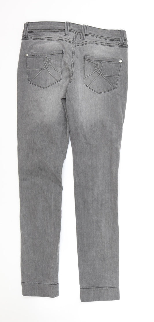 Littlewoods Womens Grey Cotton Skinny Jeans Size 10 L29 in Regular Zip