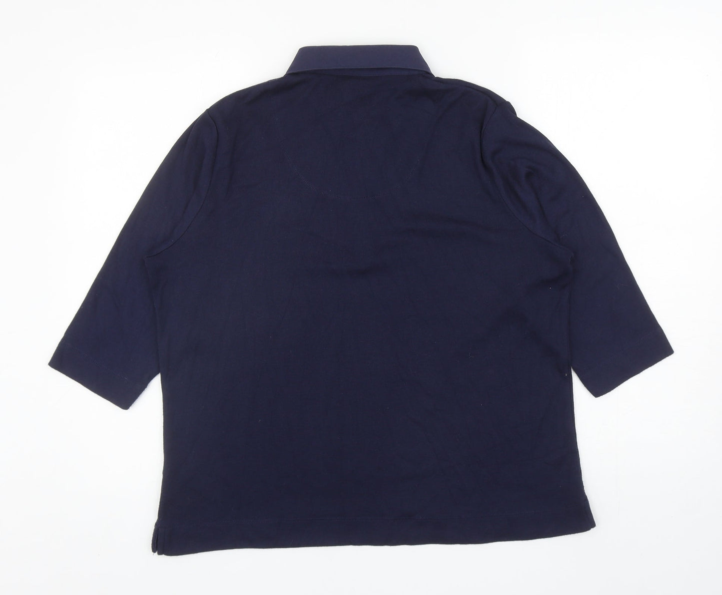 Tigi Womens Blue Collared Cotton Pullover Jumper Size 14