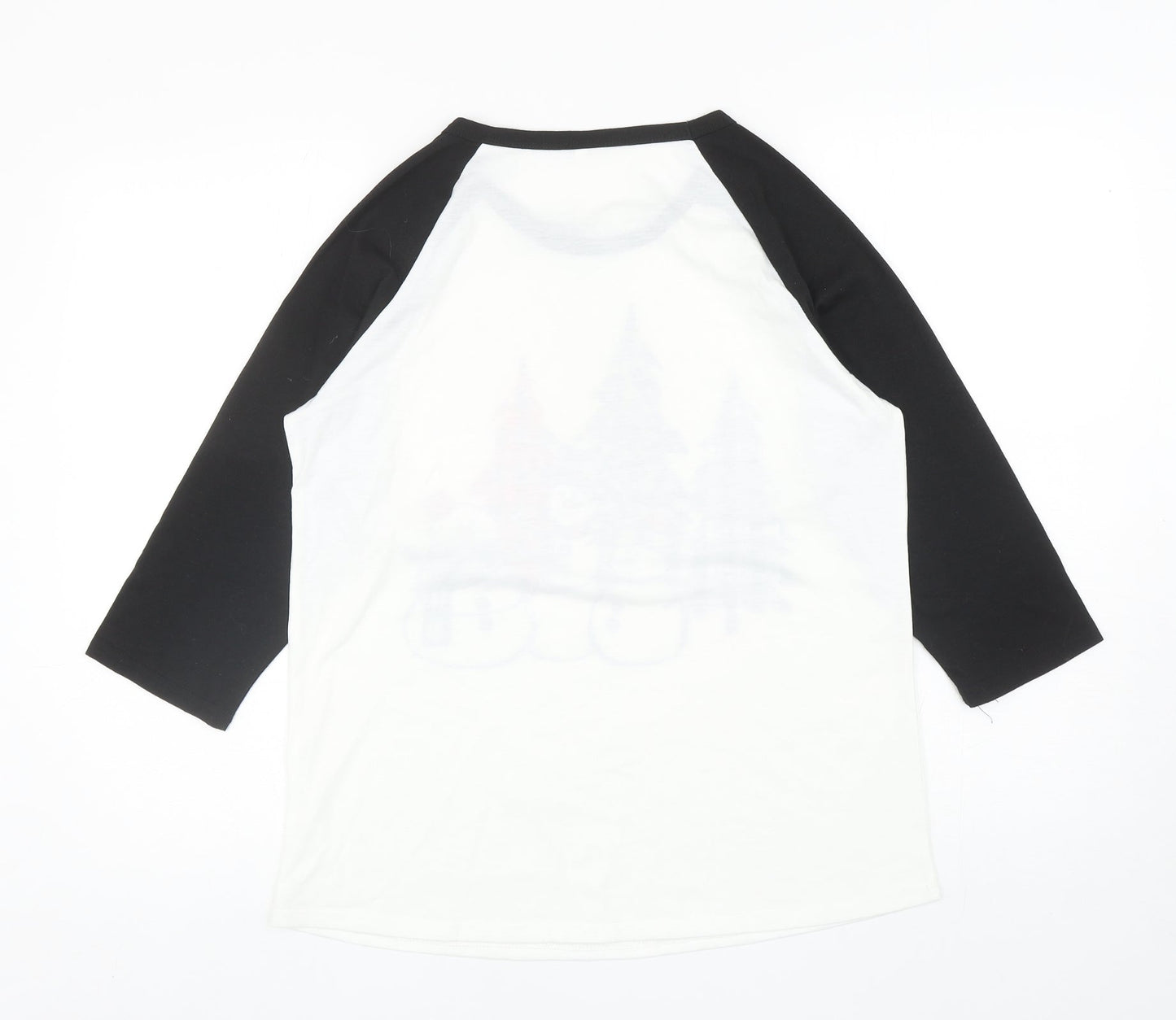 Preworn Womens White Colourblock Polyester Ringer T-Shirt Size M Round Neck - Snowmen