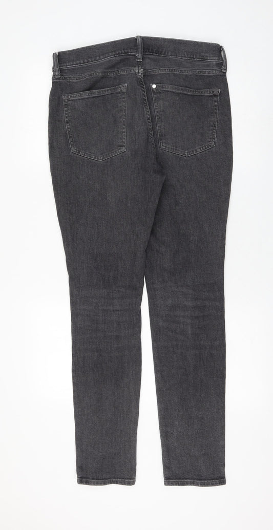 H&M Womens Grey Cotton Straight Jeans Size 32 in L32 in Regular Zip