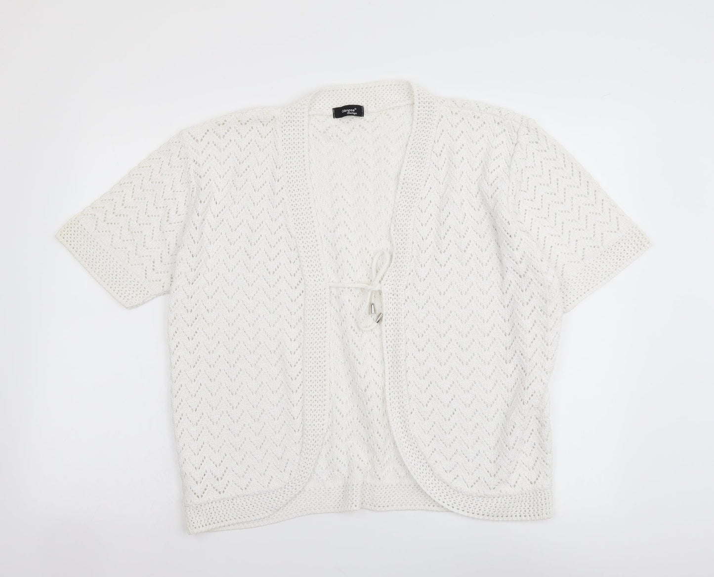 Glimpse Design Womens White V-Neck Cotton Shrug Jumper Size M