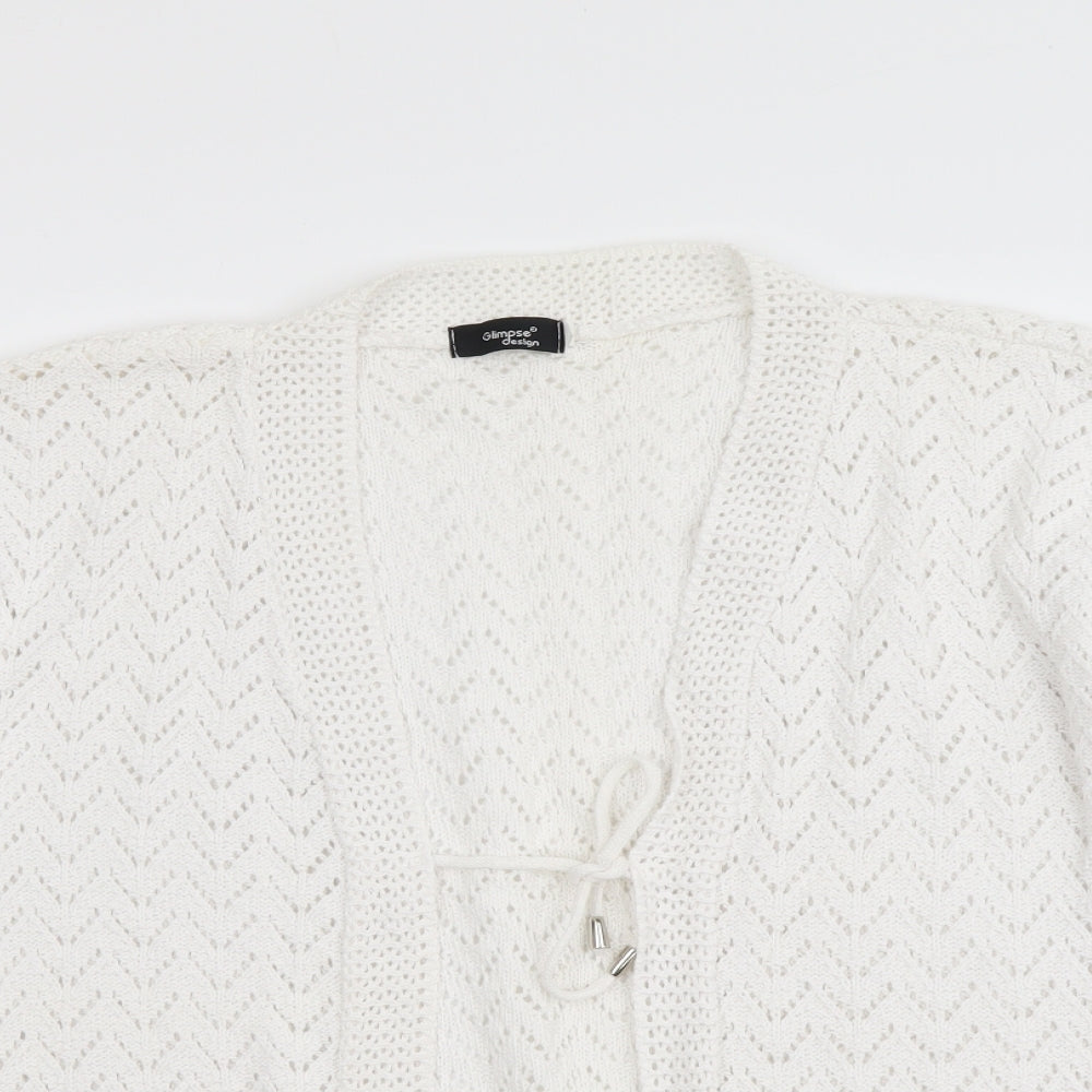 Glimpse Design Womens White V-Neck Cotton Shrug Jumper Size M