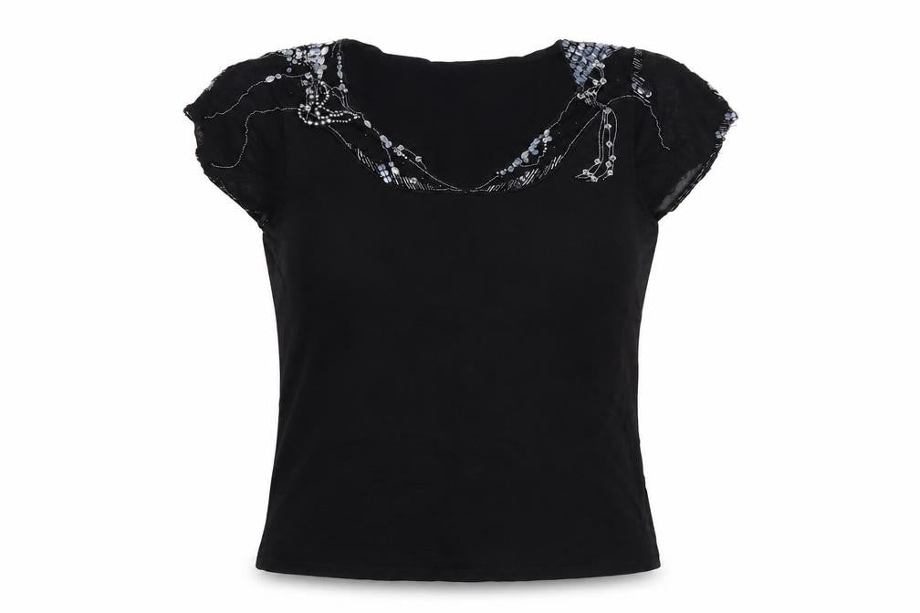 Wallis Womens Black Polyester Basic T-Shirt Size 10 V-Neck
