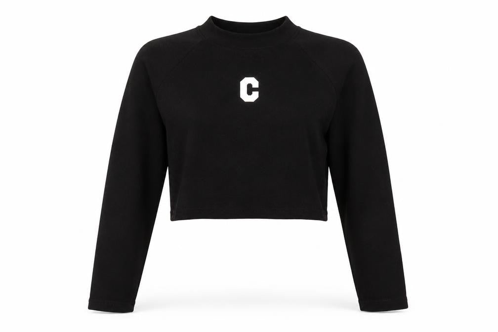 Magijaer Womens Black Cotton Cropped T-Shirt Size S Round Neck
