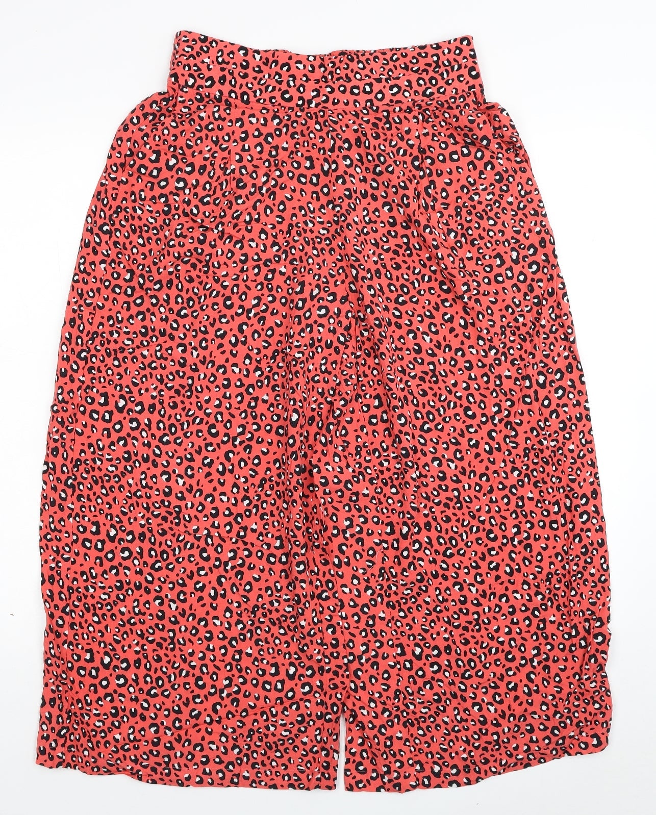 Marks and Spencer Womens Pink Animal Print Viscose Bloomer Trousers Size 8 L20 in Regular Zip - Leopard Print