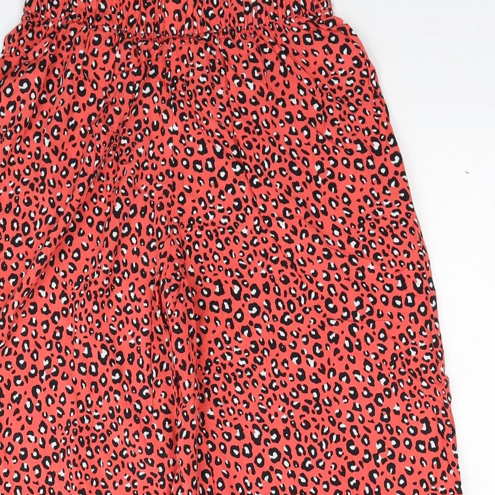 Marks and Spencer Womens Pink Animal Print Viscose Bloomer Trousers Size 8 L20 in Regular Zip - Leopard Print