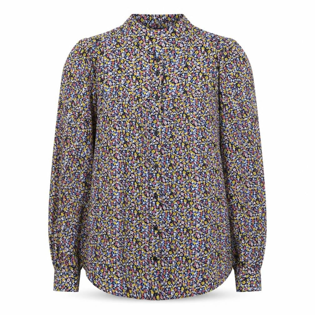 Marks and Spencer Womens Multicoloured Floral Viscose Basic Button-Up Size 10 Round Neck