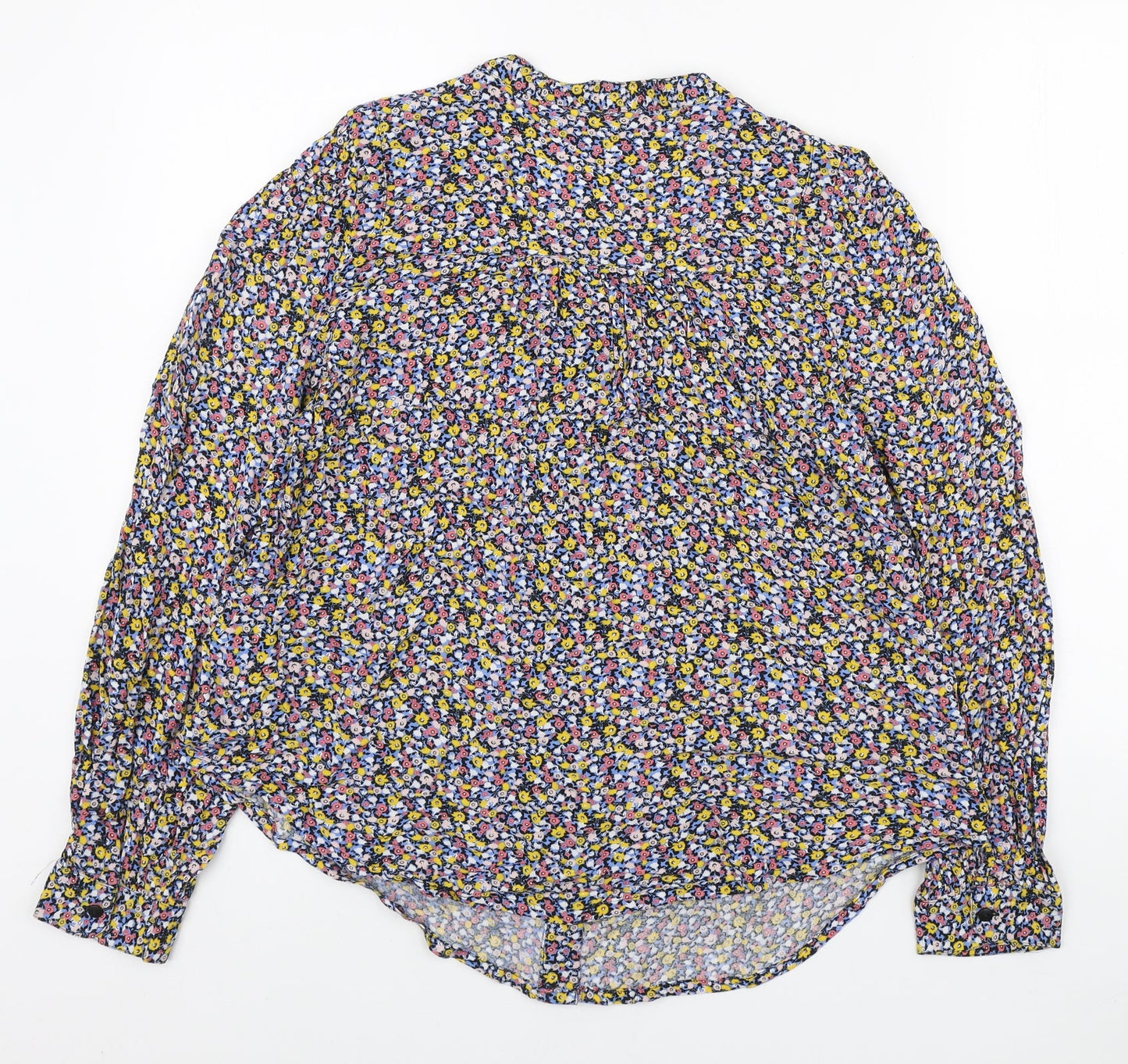 Marks and Spencer Womens Multicoloured Floral Viscose Basic Button-Up Size 10 Round Neck