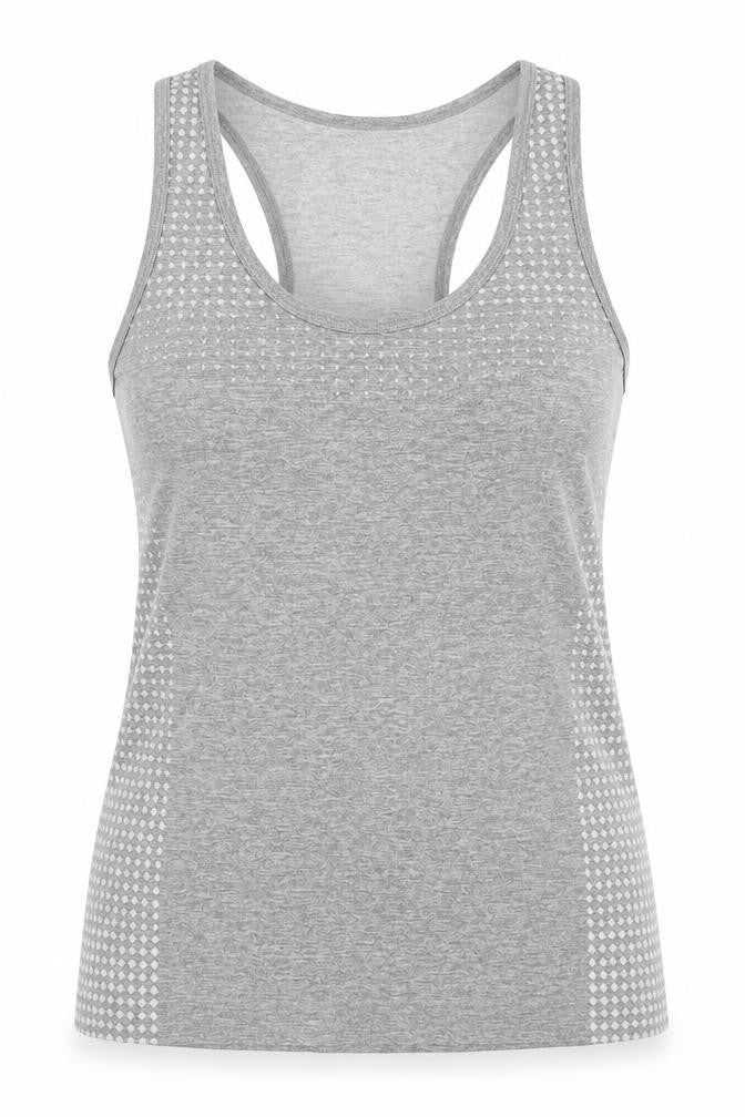 Work Out Womens Grey Polyester Basic Tank Size 10 Scoop Neck Pullover