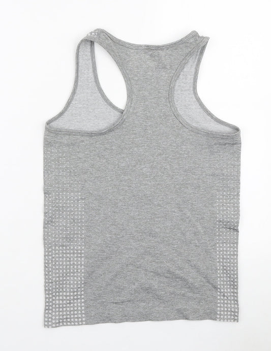 Work Out Womens Grey Polyester Basic Tank Size 10 Scoop Neck Pullover
