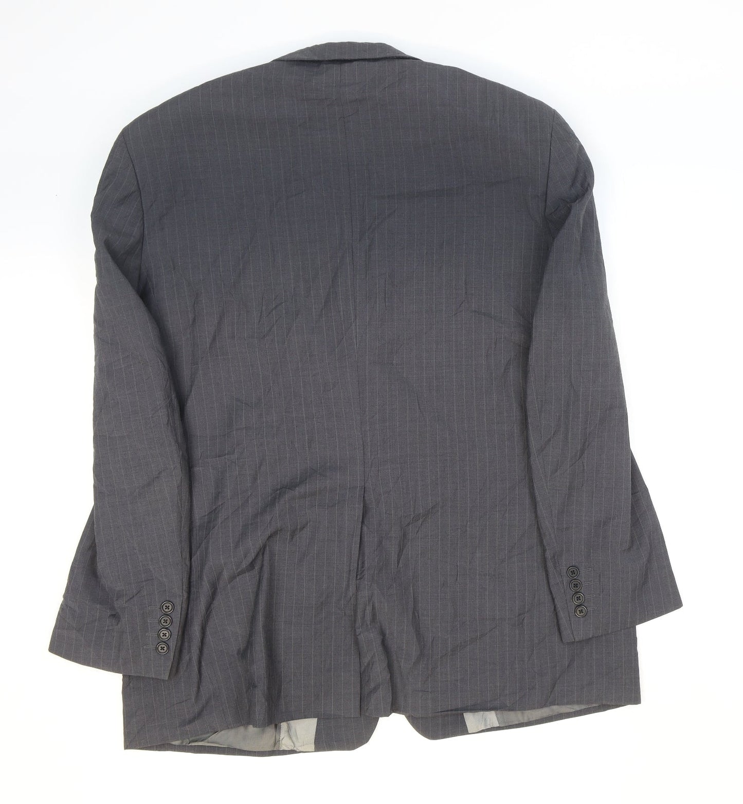 NEXT Mens Grey Striped Polyester Jacket Suit Jacket Size 46