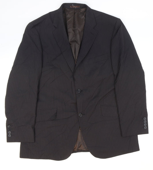 Tom English Mens Black Striped Polyester Jacket Suit Jacket Size 42
