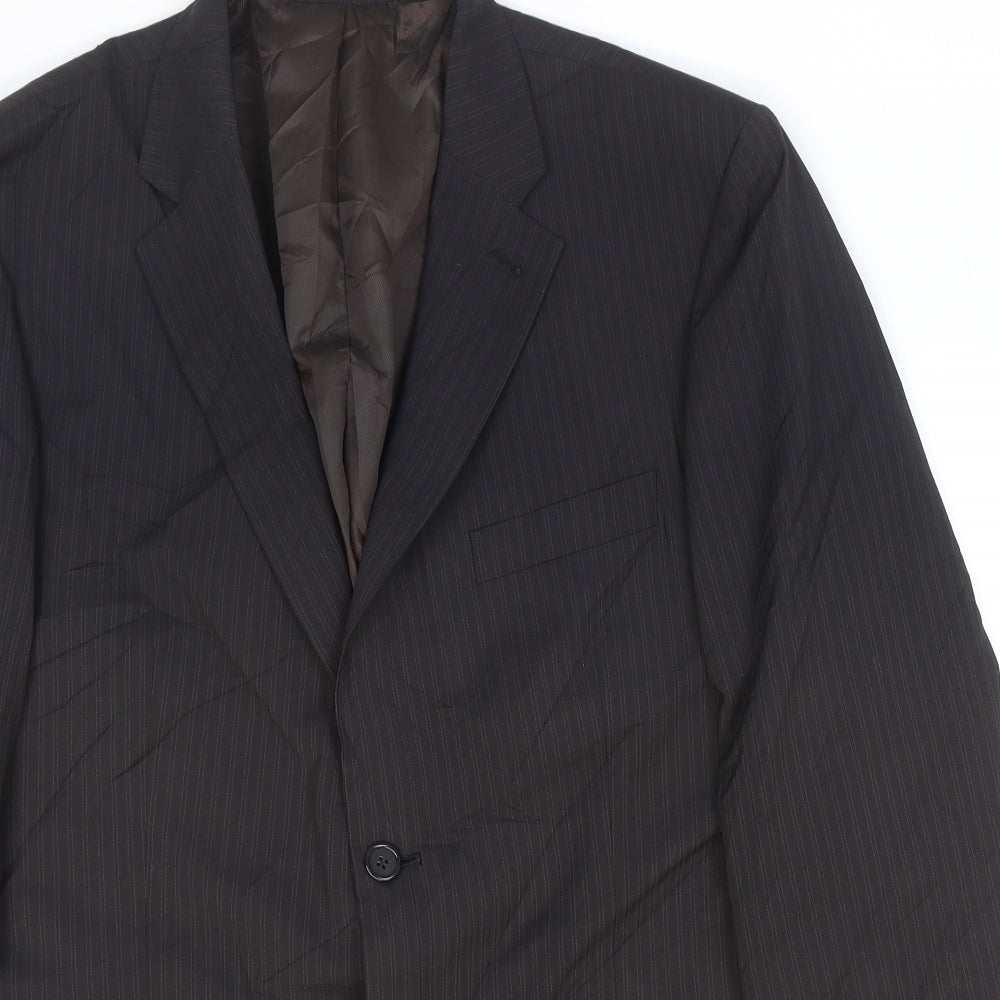 Tom English Mens Black Striped Polyester Jacket Suit Jacket Size 42