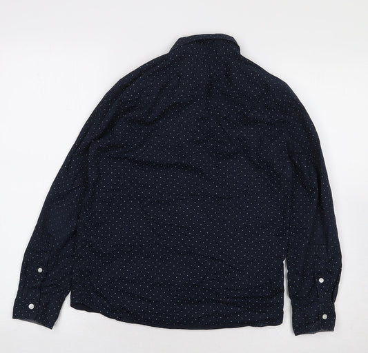 Label of Graded Goods Boys Blue Polka Dot 100% Cotton Basic Button-Up Size 11-12 Years Collared Button