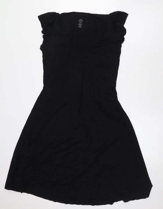 Marc Cain Womens Black Viscose A-Line Size S V-Neck Pullover