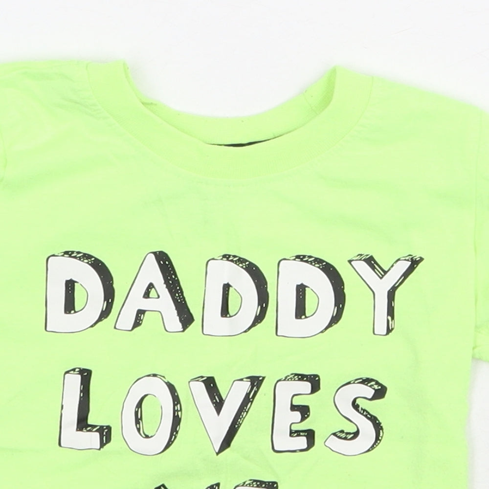 Primark Boys Green Polyester Basic T-Shirt Size 9-12 Months Round Neck Pullover - Daddy Loves Me