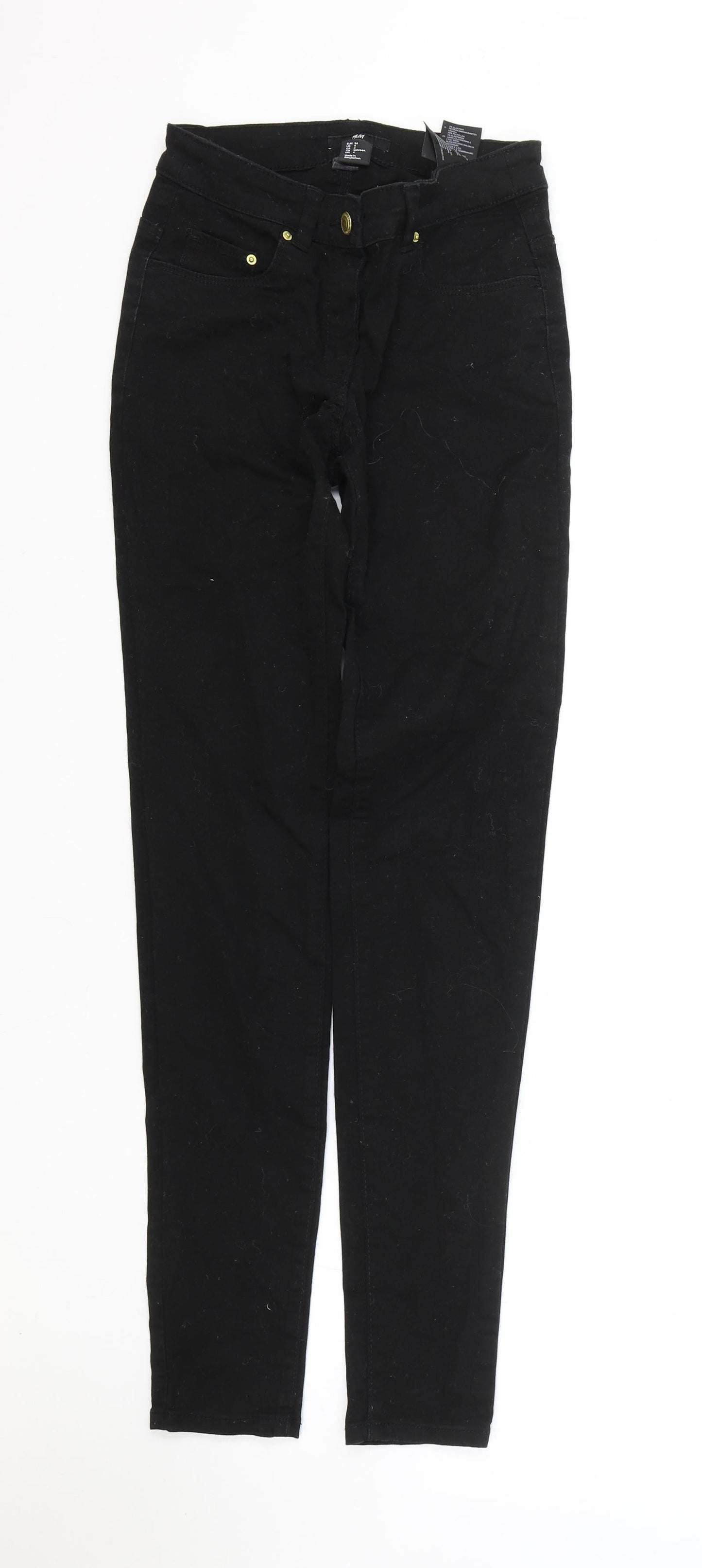 H&M Womens Black Cotton Skinny Jeans Size 6 L30 in Regular Zip