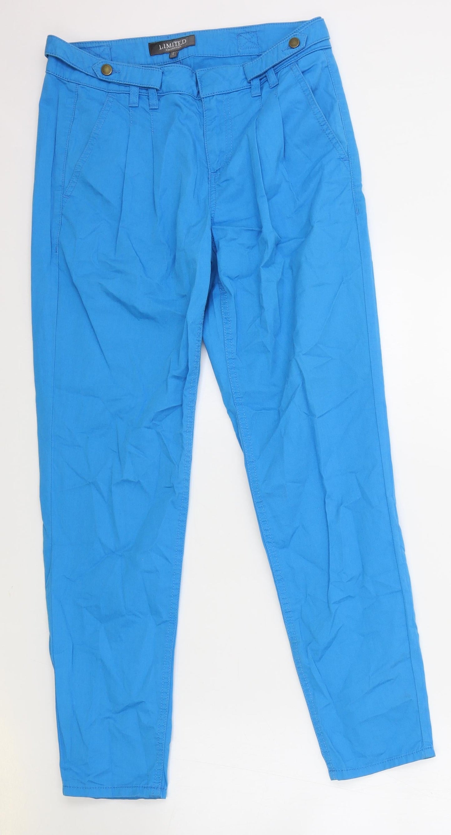 Limited Collection Womens Blue Cotton Capri Trousers Size 8 L29 in Regular Zip