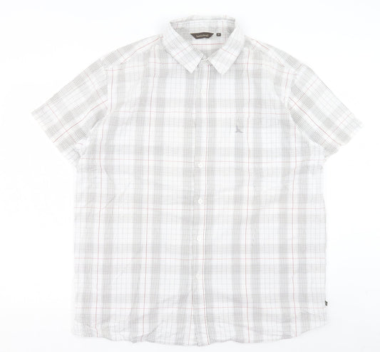 Hawkshead Mens White Plaid Cotton Button-Up Size XL Collared Button - Pocket Detail
