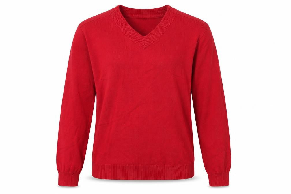 TU Girls Red V-Neck 100% Cotton Pullover Jumper Size 12 Years Pullover