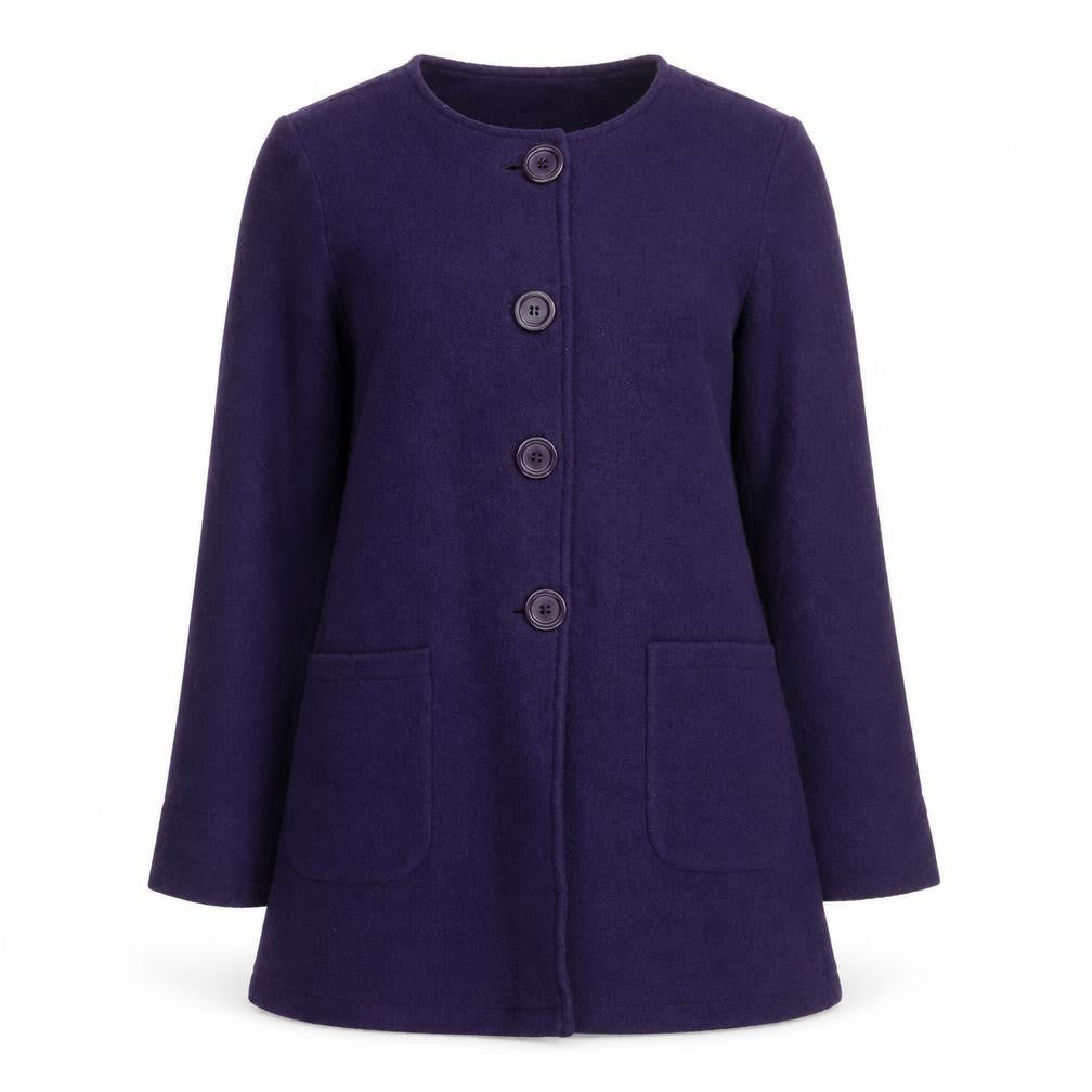 Adini Womens Purple Pea Coat Coat Size S Button