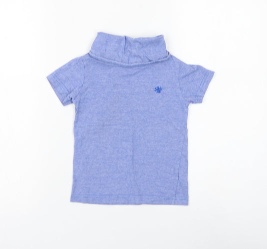 NEXT Boys Blue Cotton Basic T-Shirt Size 3 Years Roll Neck Pullover