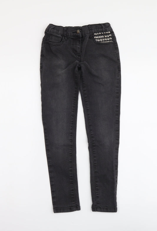 Candy Couture Girls Grey Cotton Skinny Jeans Size 9 Months Regular Button