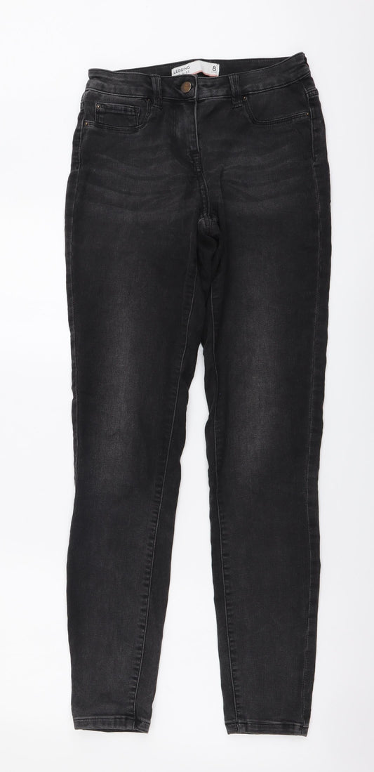 NEXT Womens Grey Cotton Skinny Jeans Size 8 L31 in Regular Button