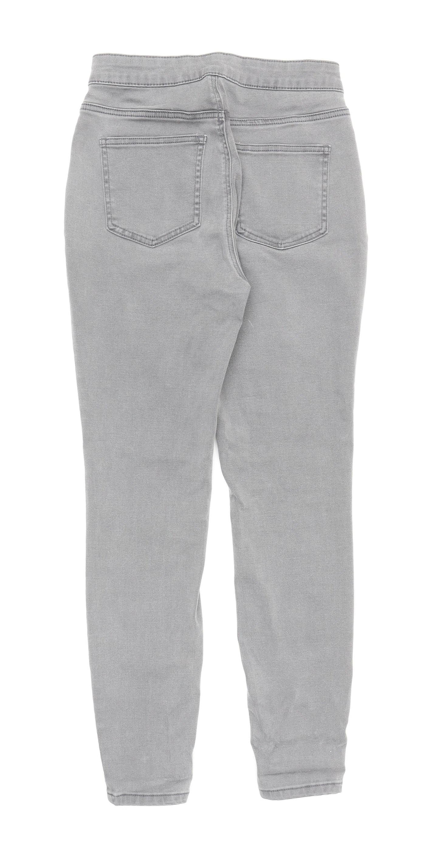 TU Womens Grey Cotton Skinny Jeans Size 12 L27.5 in Regular Zip