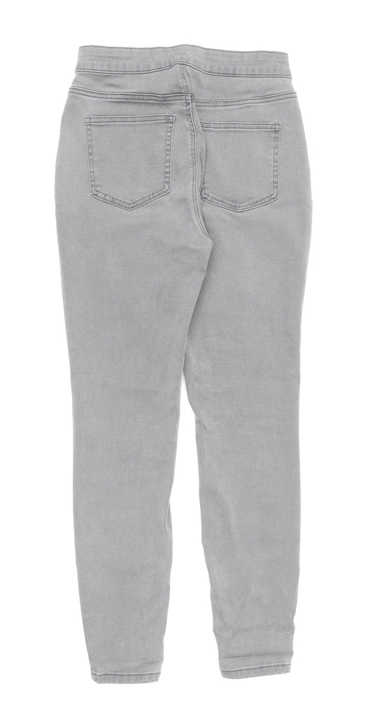 TU Womens Grey Cotton Skinny Jeans Size 12 L27.5 in Regular Zip