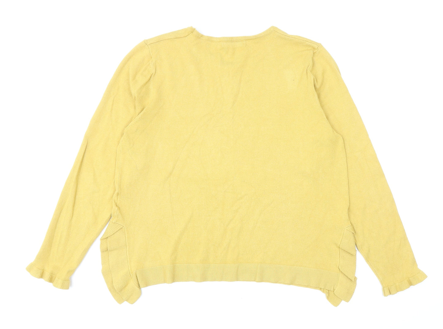 Paramour Womens Yellow Round Neck Viscose Pullover Jumper Size L