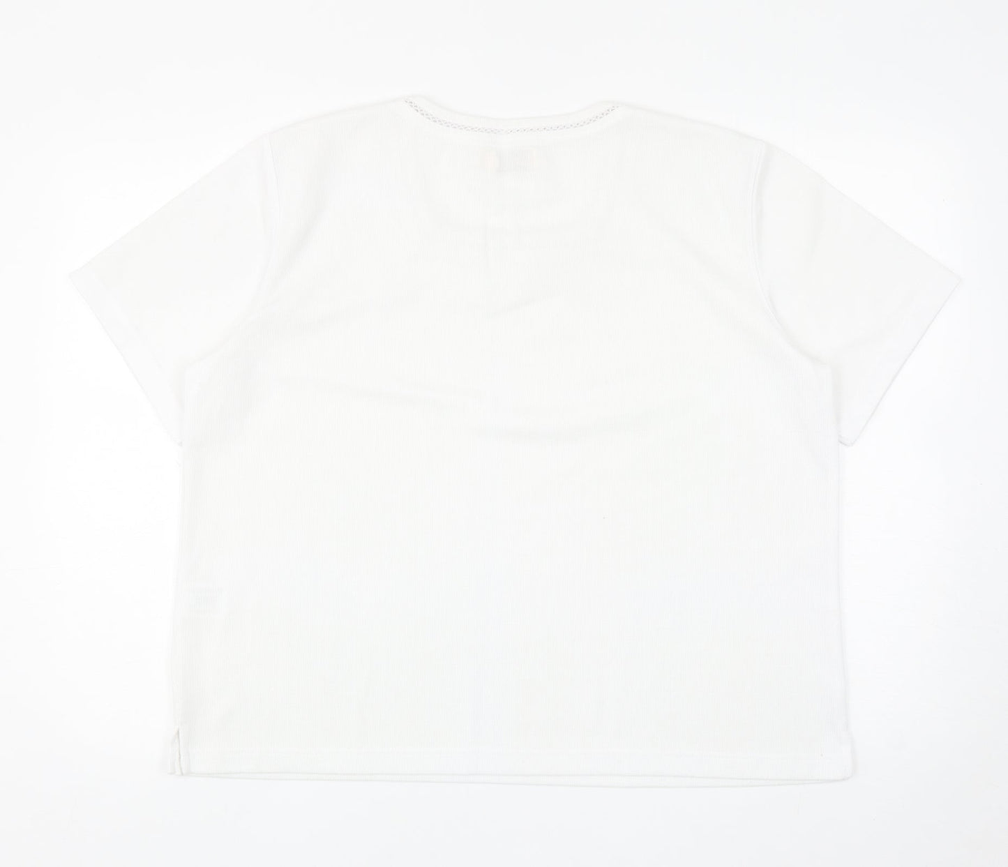 Bonmarché Womens White Square Neck Polyester Pullover Jumper Size L