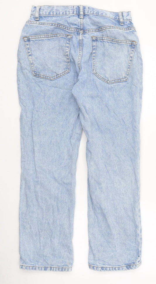 Marks and Spencer Womens Blue 100% Cotton Straight Jeans Size 26 in L26 in Regular Zip