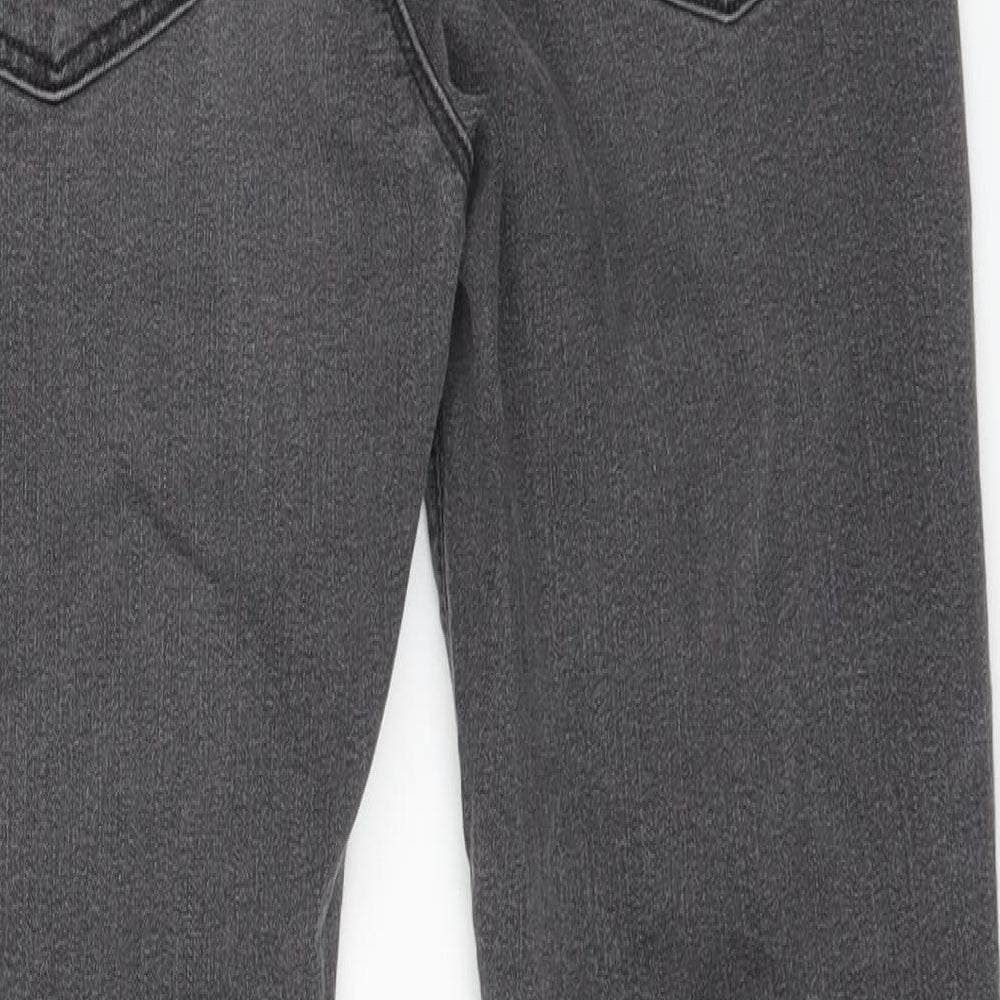 Marks and Spencer Womens Grey Cotton Skinny Jeans Size 12 L25 in Regular Zip