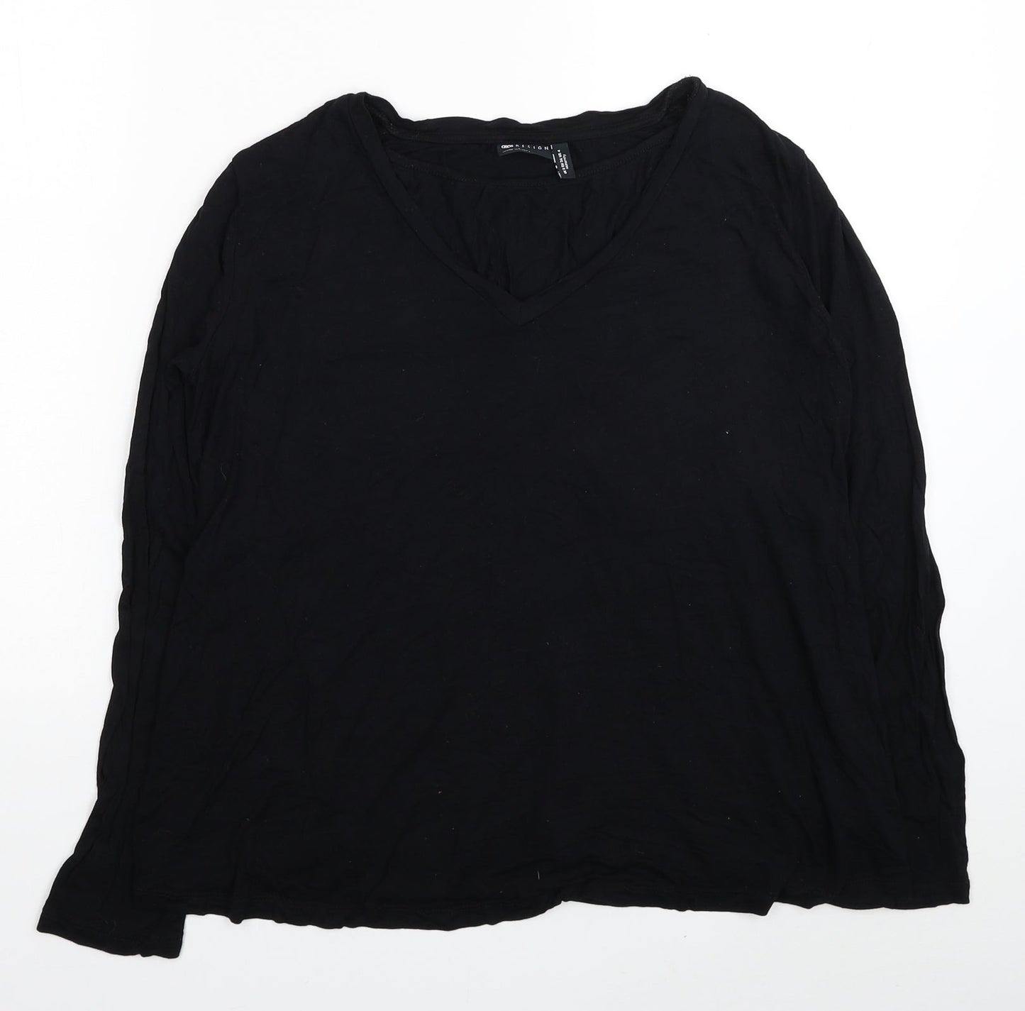 ASOS Womens Black Viscose Basic T-Shirt Size 8 V-Neck