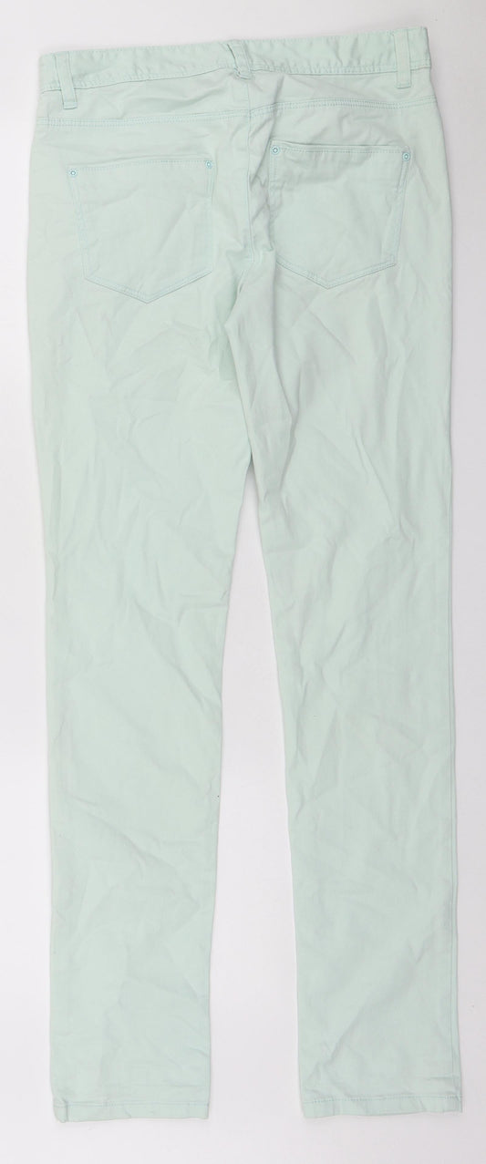 H&M Womens Green Cotton Skinny Jeans Size 8 L31 in Regular Zip