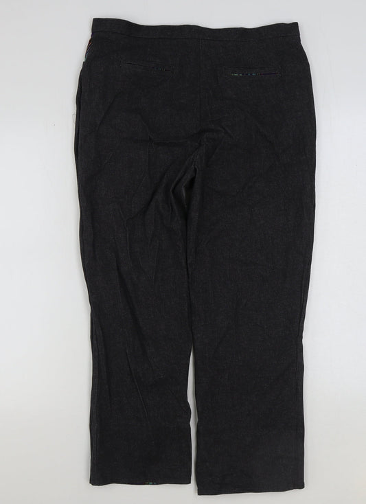 Hawkin Womens Grey Cotton Trousers Size L L25 in Regular Hook & Eye