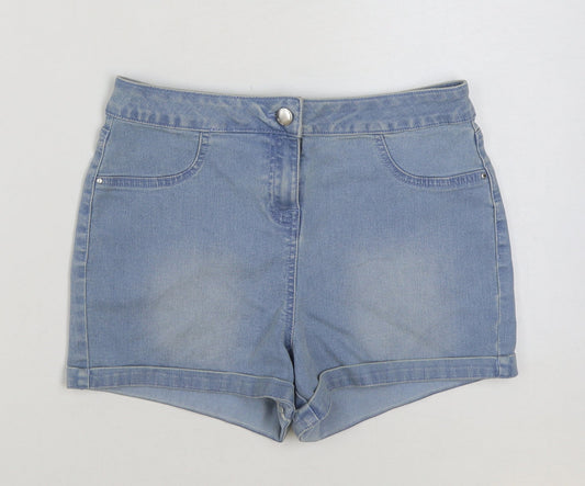 /DENIM Womens Blue Cotton Hot Pants Shorts Size 10 L3 in Regular Button