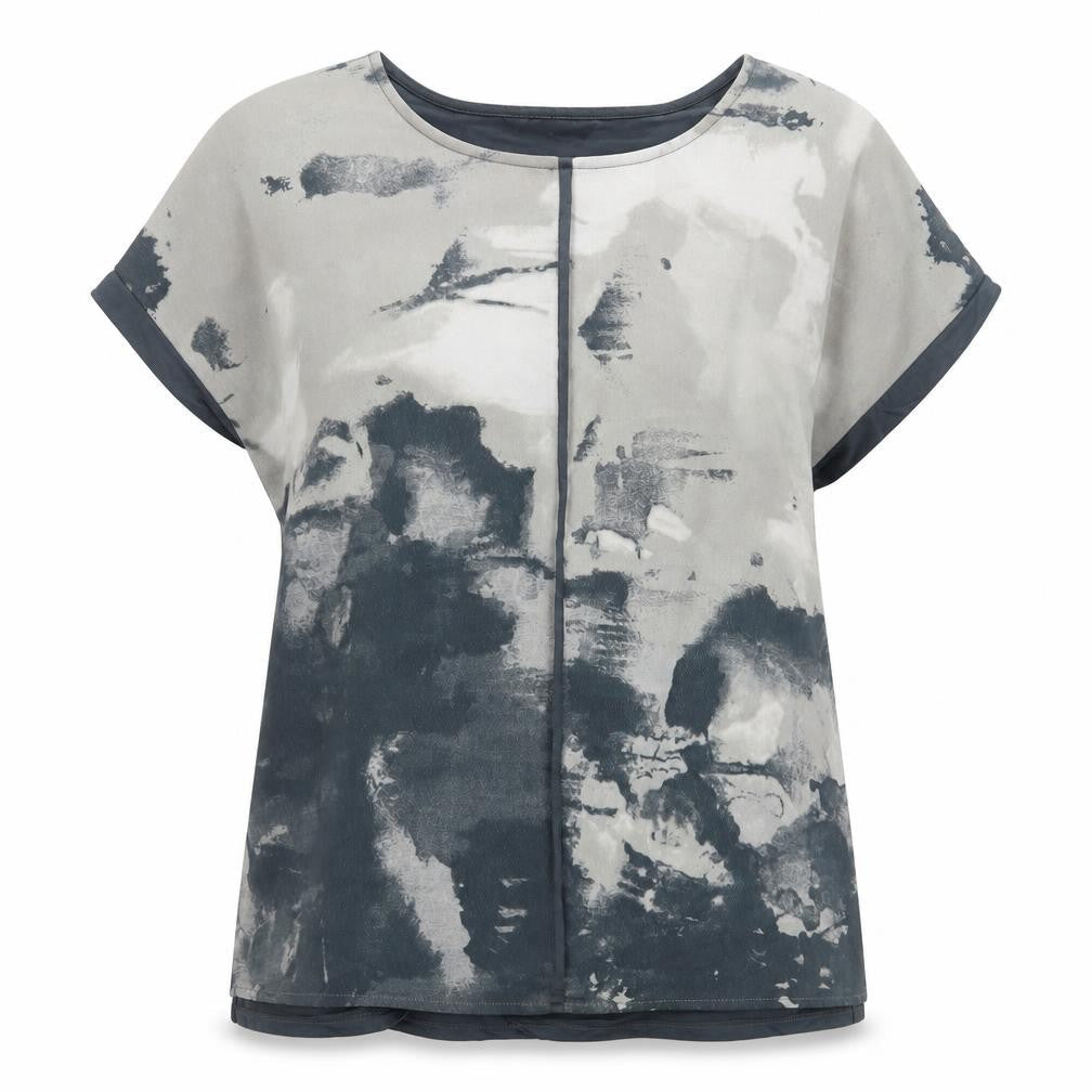 Viz A Viz Womens Grey Polyester Basic Blouse Size S Round Neck