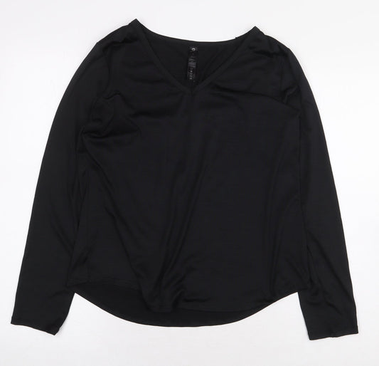 90 Degree Womens Black Polyester Basic T-Shirt Size M V-Neck
