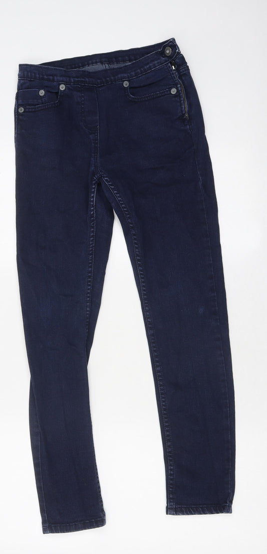 Marks and Spencer Womens Blue 100% Cotton Skinny Jeans Size 10 L26 in Regular Zip