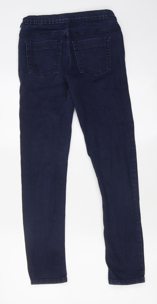 Marks and Spencer Womens Blue 100% Cotton Skinny Jeans Size 10 L26 in Regular Zip