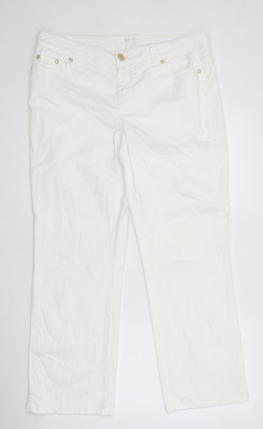 MyBc Womens White 100% Cotton Wide-Leg Jeans Size 40 in L30 in Regular Zip