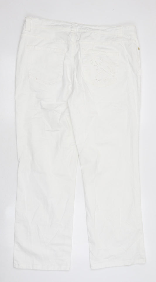 MyBc Womens White 100% Cotton Wide-Leg Jeans Size 40 in L30 in Regular Zip