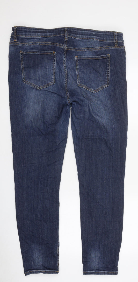 Preworn Womens Blue 100% Cotton Tapered Jeans Size 36 in L33 in Regular Zip