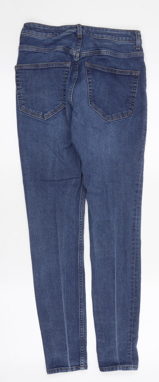 H&M Womens Blue 100% Cotton Skinny Jeans Size 6 L26 in Regular Zip