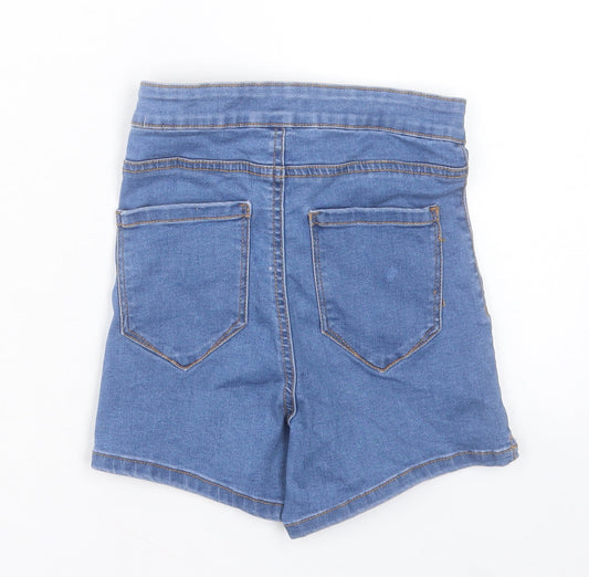 Denim & Co. Womens Blue Cotton Hot Pants Shorts Size 4 L3 in Regular Button