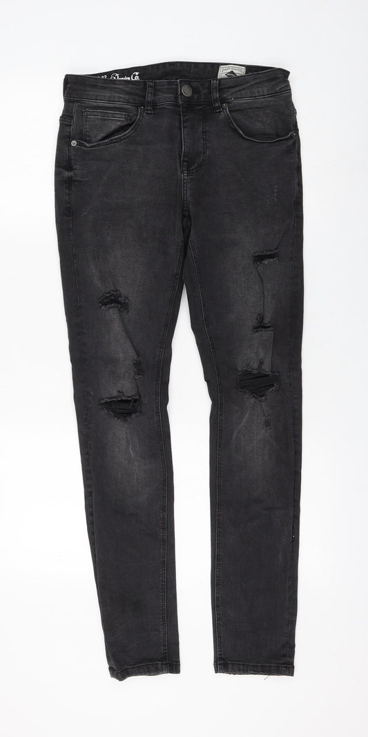 Primark Womens Black Cotton Skinny Jeans Size 30 in L32 in Regular Zip